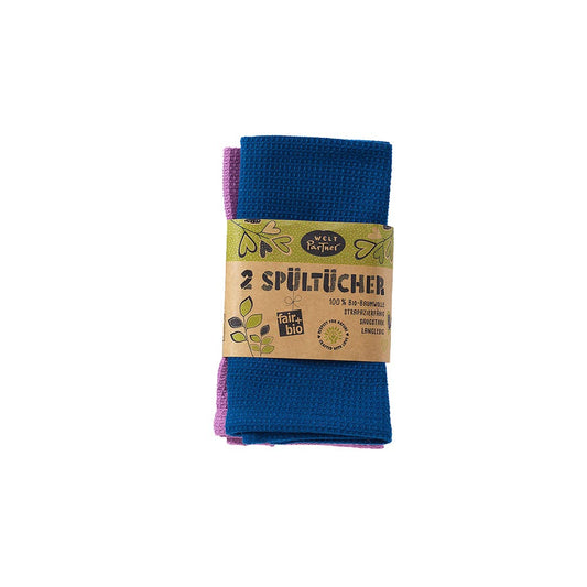 2er-Set Spültücher, 30 x 30 cm, flieder/blau aus Bio-Baumwolle