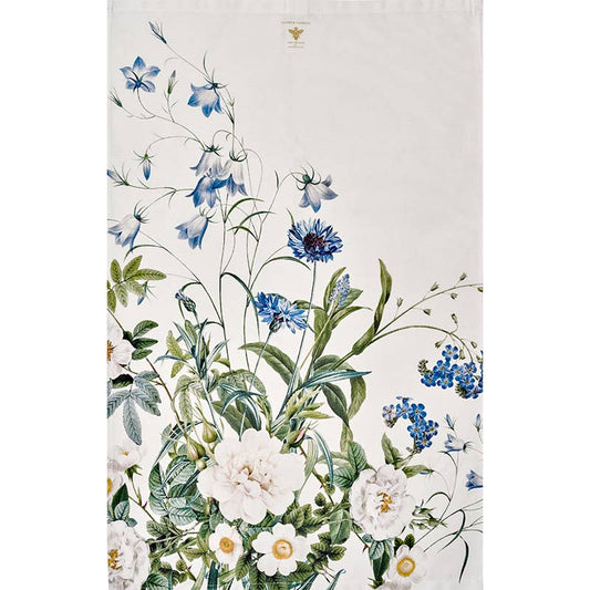 Blumenmotiv-Geschirrtuch, Blue Flower Garden, Bio-Baumwolle