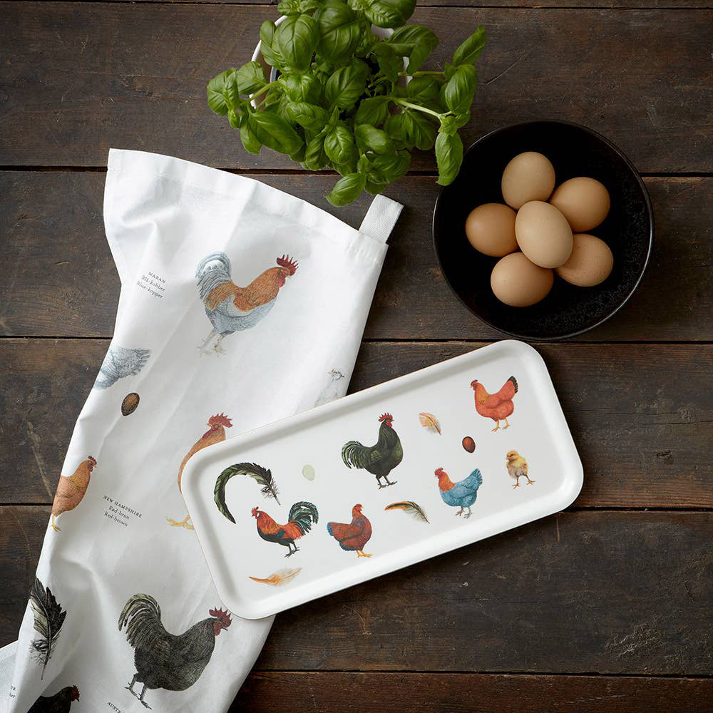 Gartenmotiv-Geschirrtuch, Chicken, Bio-Baumwolle