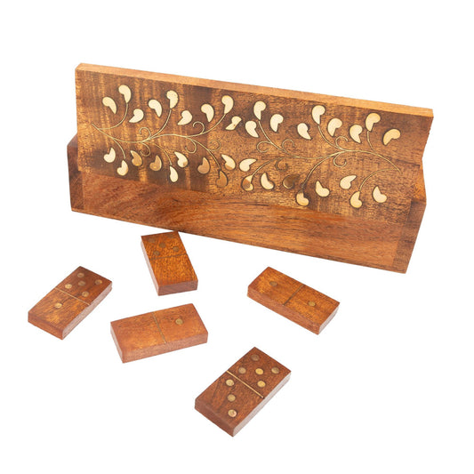 Edles Fair Trade Domino in Akazienholz-Box