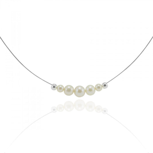 Silber-Halskette "Serenidad", 5 Perlen, fairtrade & handmade