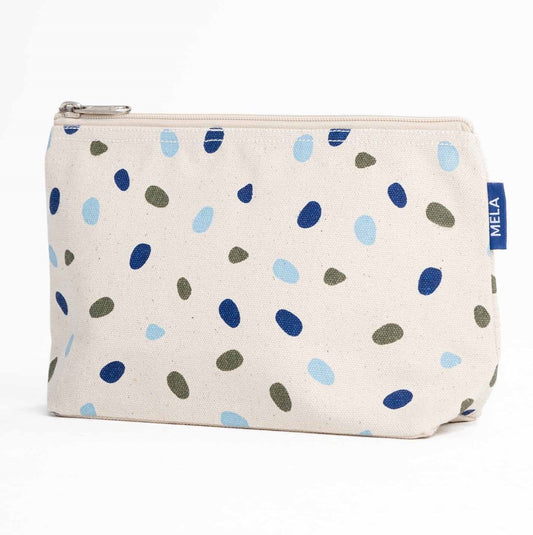 Große Kosmetiktasche, blue dots, fairtrade & GOTS zertifiziert