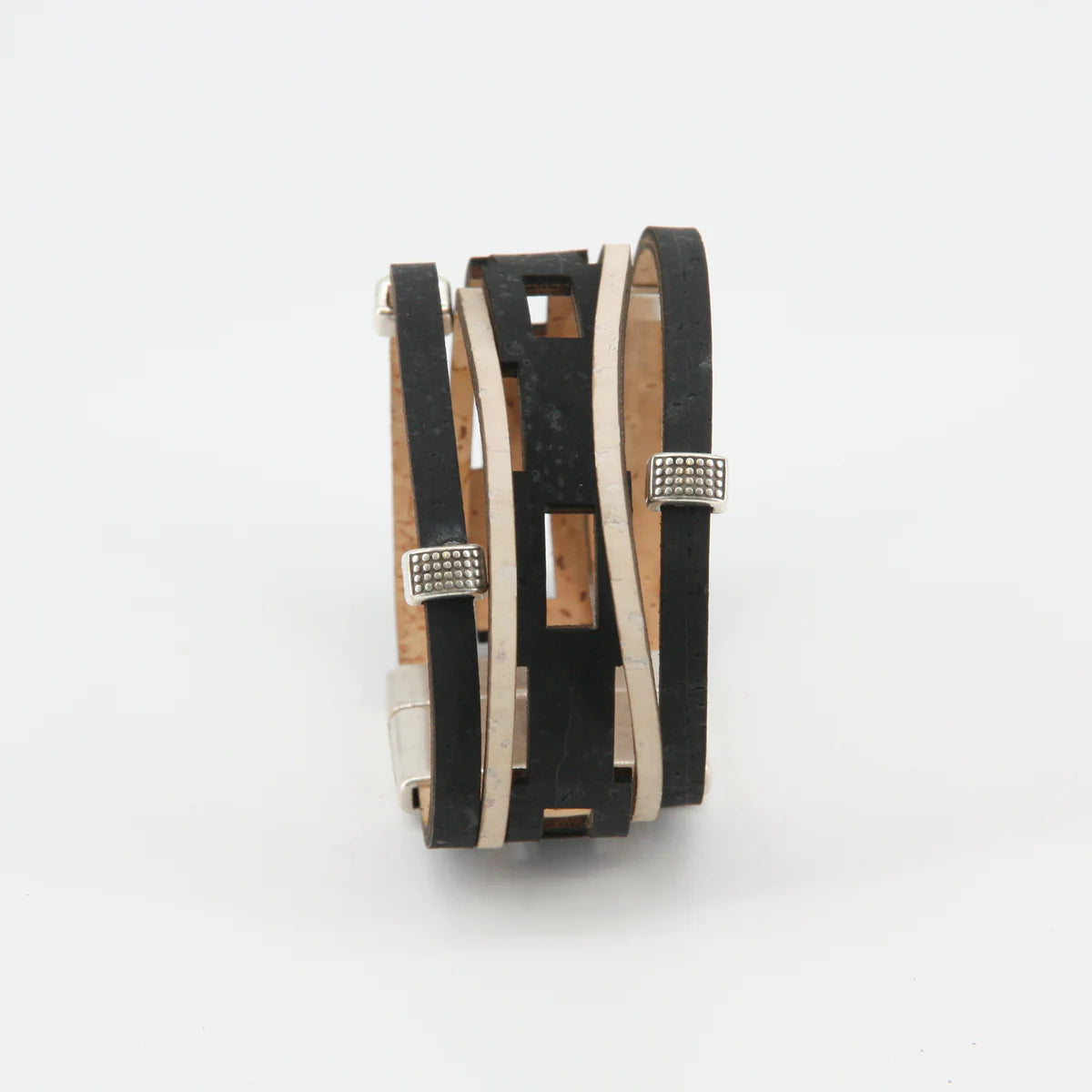 Veganes Kork-Armband "black & white"