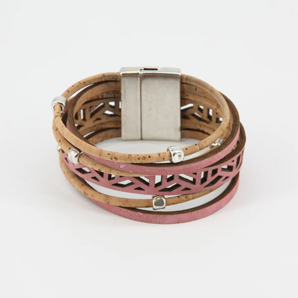 Veganes Kork-Armband "city break", rosa-natur