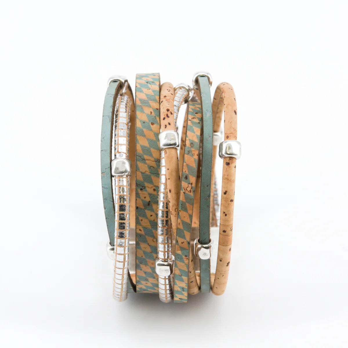 Veganes Kork-Armband mit Rauten (8 Bänder)