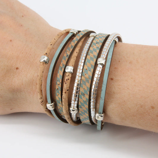 Veganes Kork-Armband mit Rauten (8 Bänder)