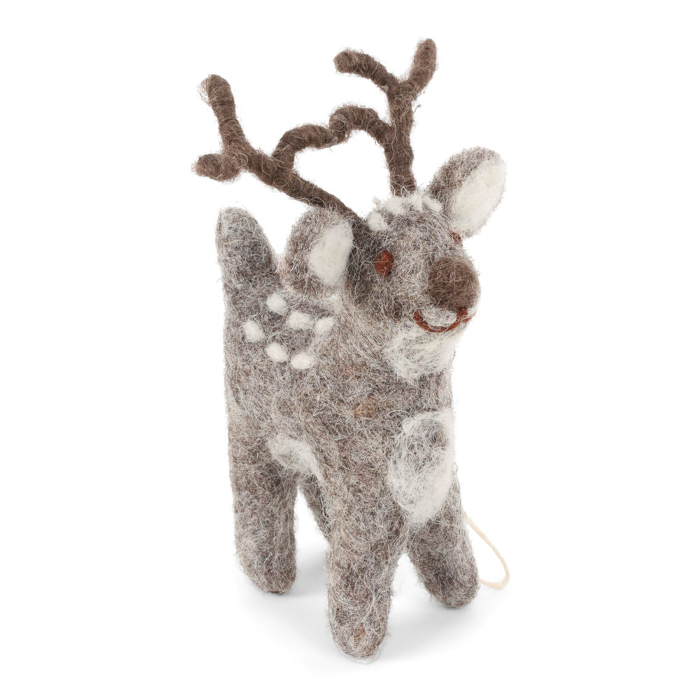 graues Rentier aus Wollfilz, fairtrade