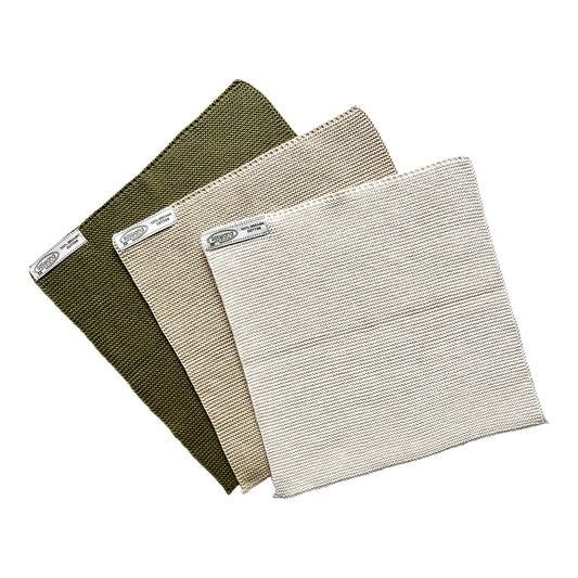 3er-Set Spültücher, natur-oliv, Bio-Baumwolle