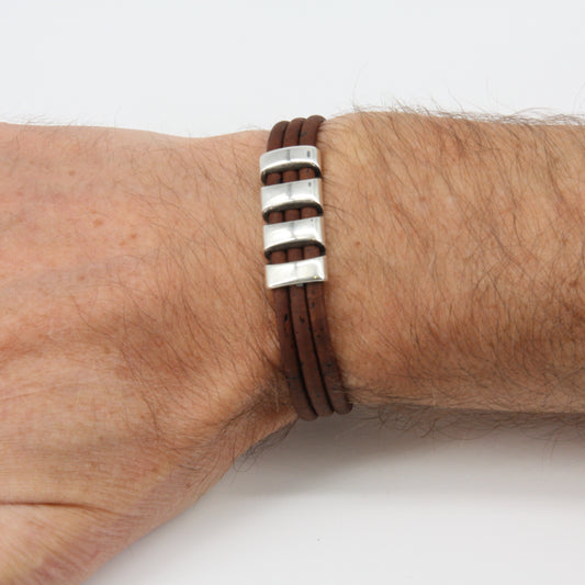 Veganes Kork-Armband mit Metall-Tunnel