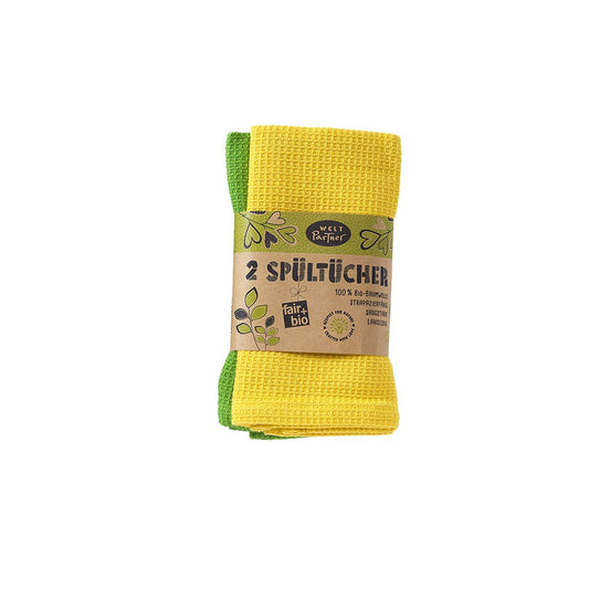 2er-Set Spültücher, 30 x 30 cm, gelb-grün aus Bio-Baumwolle