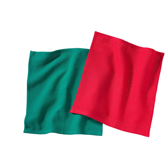 2er-Set Spültücher, 30 x 30 cm, rot-grün aus Bio-Baumwolle
