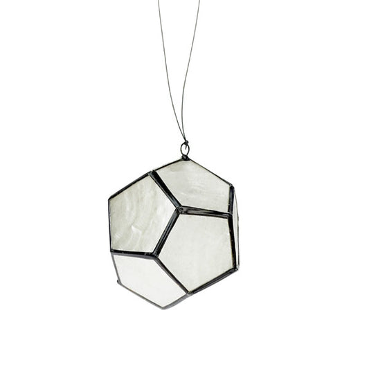 6 Baumanhänger Polygon Kugel schwarz-weiß
