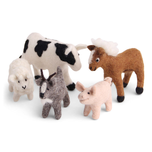 verschiedene Tiere aus Wollfilz, fairtrade