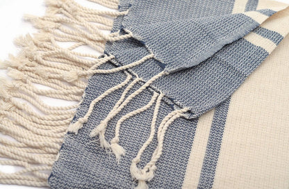 Hamamtuch (blau-)grau/beige aus Bio-Baumwolle, 110 x 180 cm