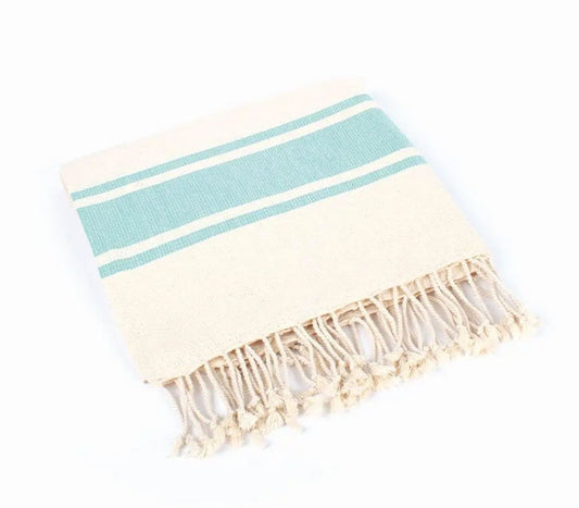 Fairtrade Hamamtuch beige-mint aus Bio-Baumwolle