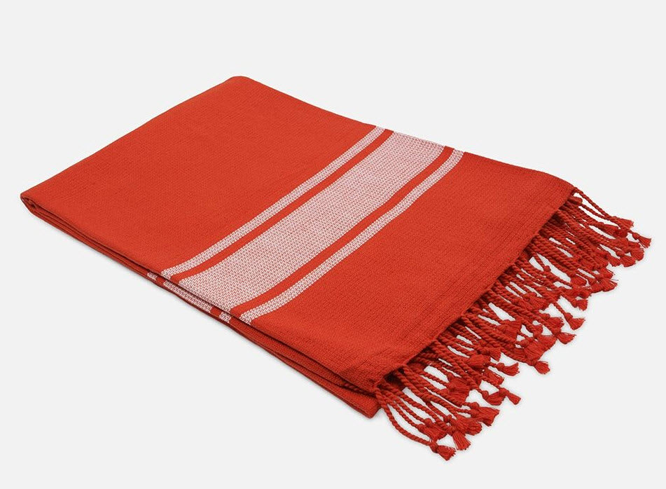 Rotes fairtrade Hamamtuch aus Bio-Baumwolle