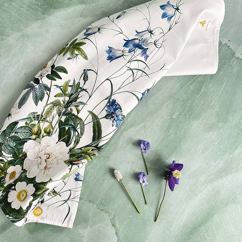 Blumenmotiv-Geschirrtuch, Blue Flower Garden, Bio-Baumwolle