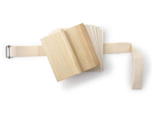 Kleine Blütenpresse to go, Holz mit beigem Band