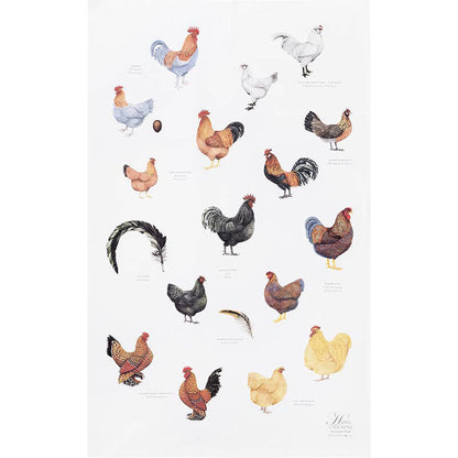 Gartenmotiv-Geschirrtuch, Chicken, Bio-Baumwolle