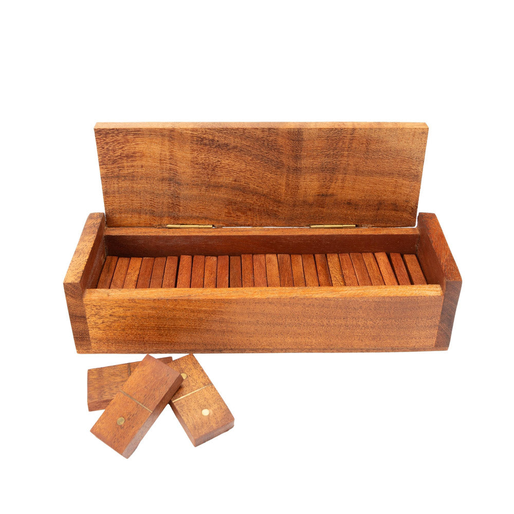 Edles Fair Trade Domino in Akazienholz-Box