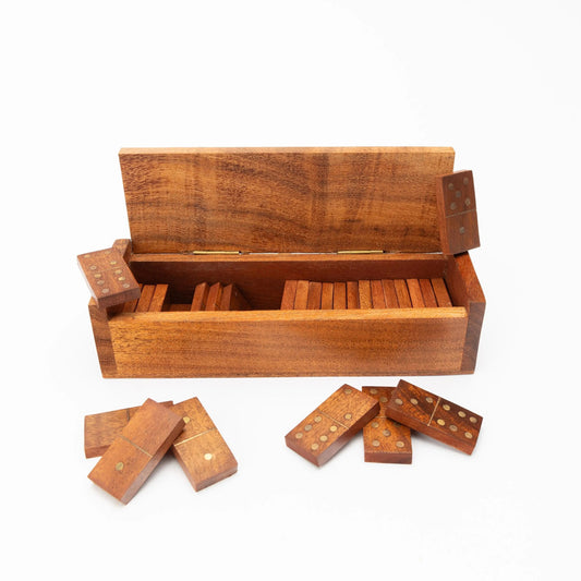 Dominospiel aus Holz und Metall in edler Box | 28 Dominosteine | Fairtrade ❤ eco & fair Conceptstore ❤  ❤