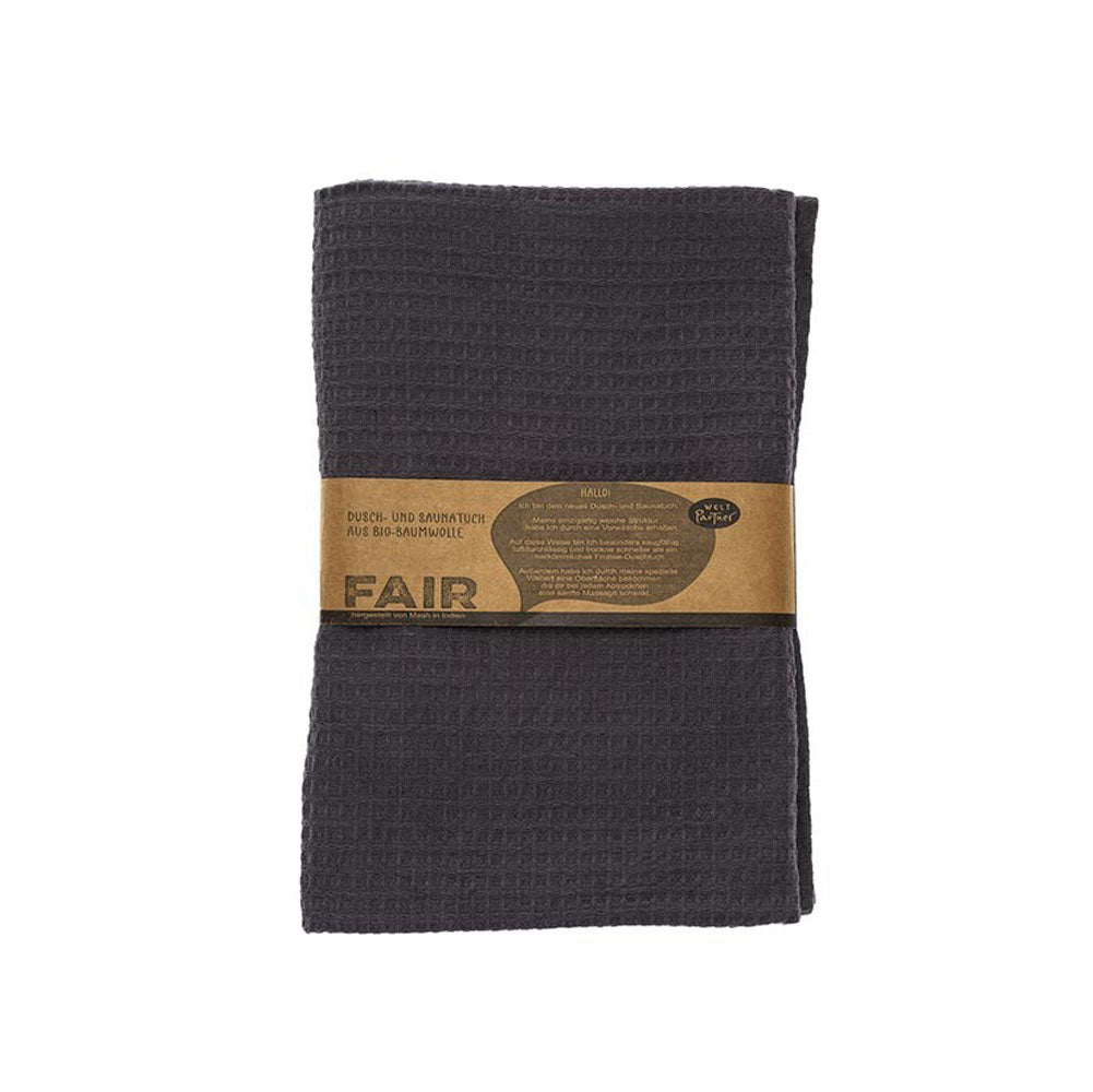 Dusch-/ Saunatuch, anthrazit, Bio-Baumwolle, Fairtrade