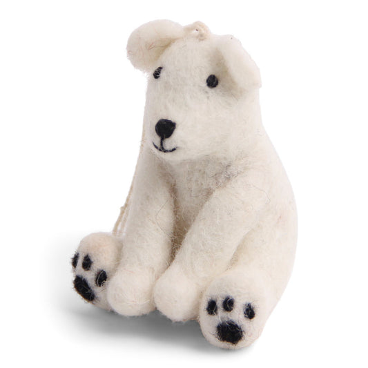 Sitzender Eisbär aus Wollfilz