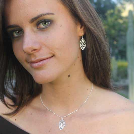 Silber Ohrringe "Blatt", fairtrade & handmade