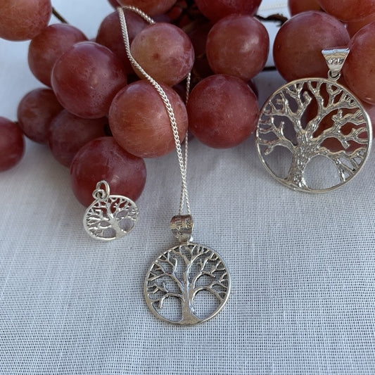Silber Kette "Lebensbaum" (groß Ø 2,9 cm), fairtrade & handmade