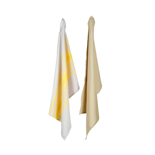 2er-Set Fairtrade Geschirrtücher | Baumwolle | "uni & stripes" | honig | handgewebt  ❤ eco & fair Conceptstore ❤