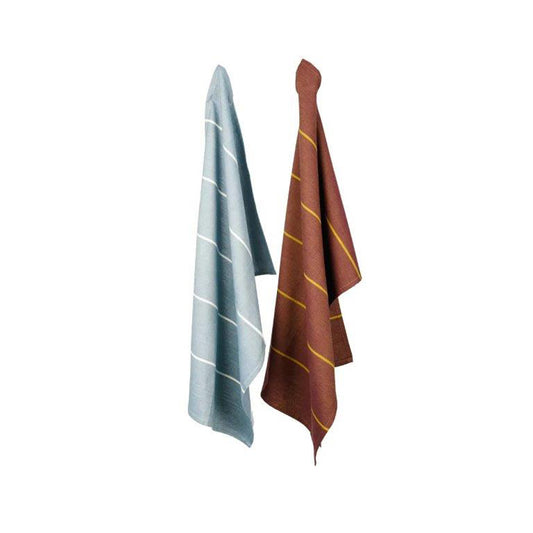 2 Fairtrade Geschirrtücher Baumwolle | 50cm x 70cm | petrol u. pflaume gestreift | nachhaltig ❤ eco & fair Conceptstore ❤