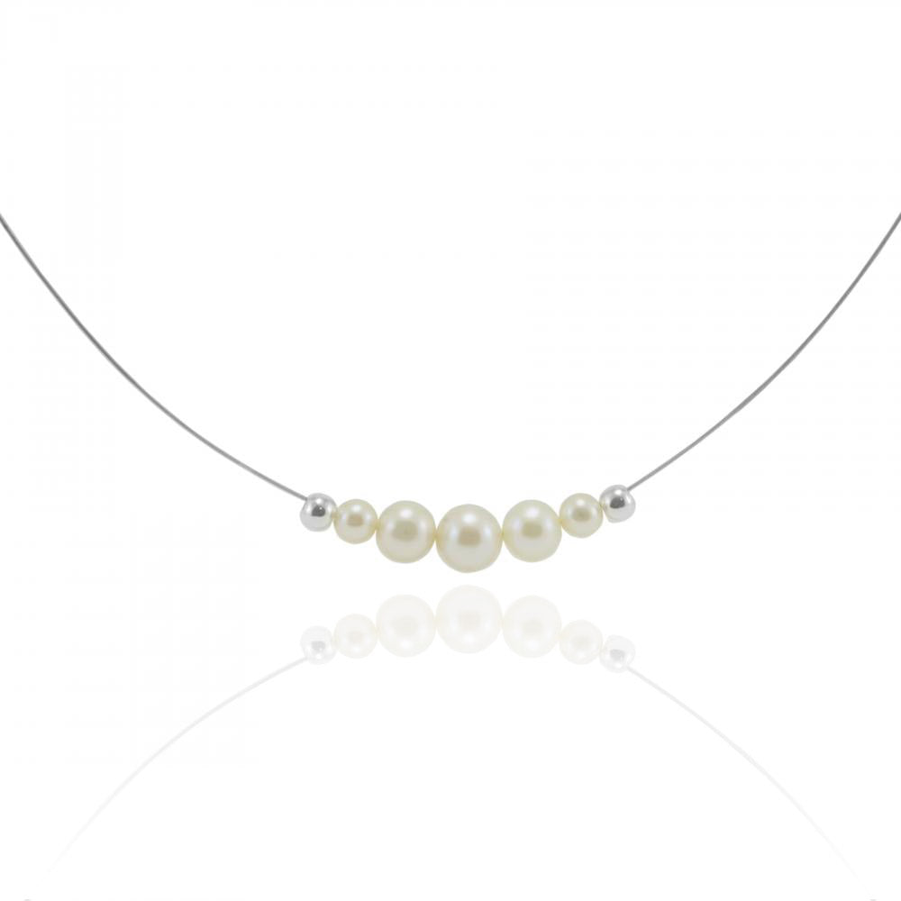 Silber-Halskette "Serenidad", 5 Perlen, fairtrade & handmade