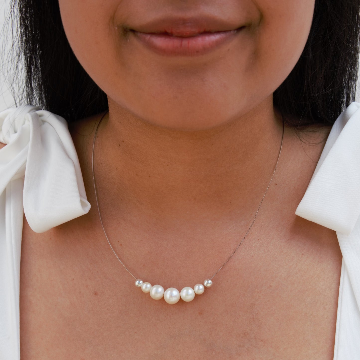 Silber-Halskette "Serenidad", 5 Perlen, fairtrade & handmade