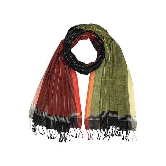 Luftiger, farbig gemusterter Langschal | 200 x 75cm | Bio-Baumwolle | fairtrade