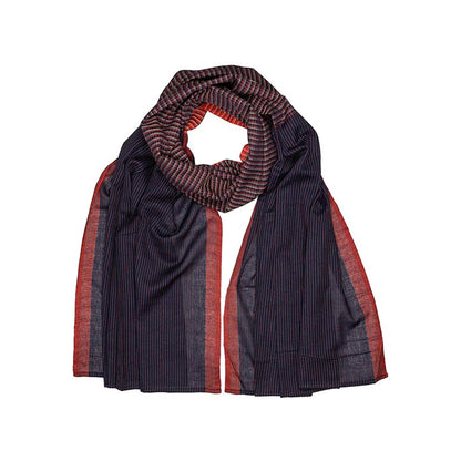 dunkelblau-roter Schal aus Biobaumwolle, fairtrade