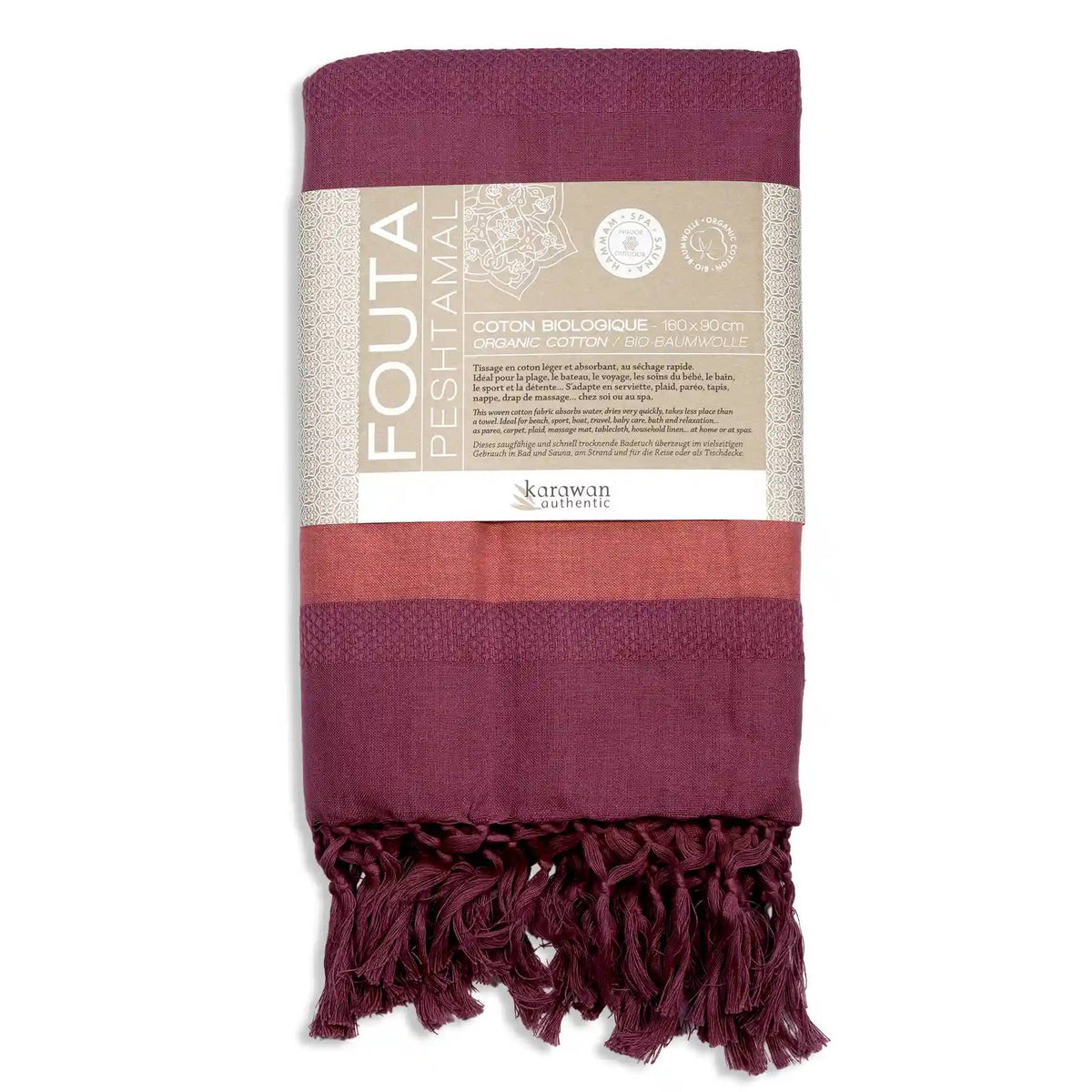 Fouta Dhoti Garden, fuchsia, 90 x 160 cm, Bio-Baumwolle