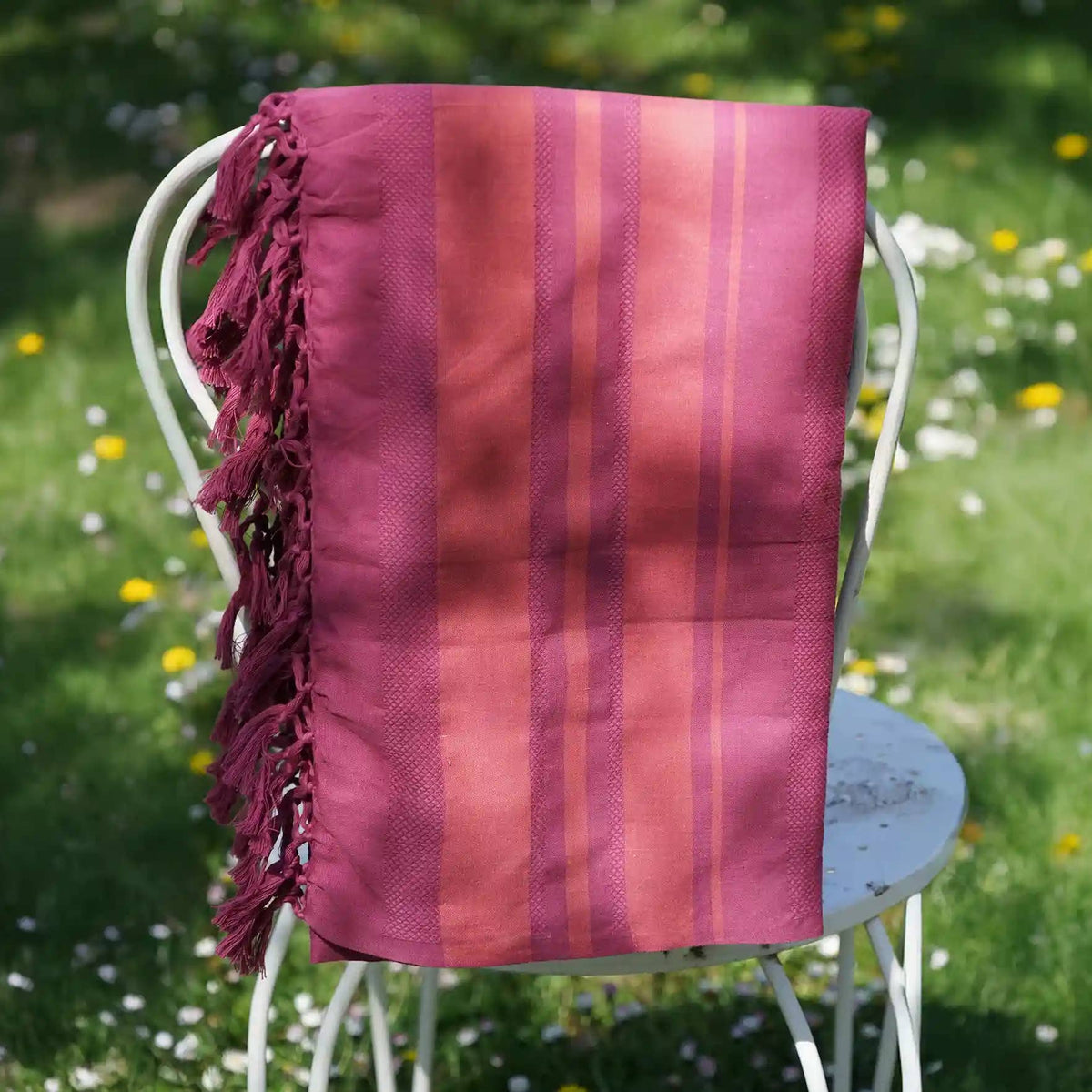 Fouta Dhoti Garden, fuchsia, 90 x 160 cm, Bio-Baumwolle