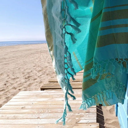 Fouta Dhoti Garden, turkuaz, 90 x 160 cm, Bio-Baumwolle