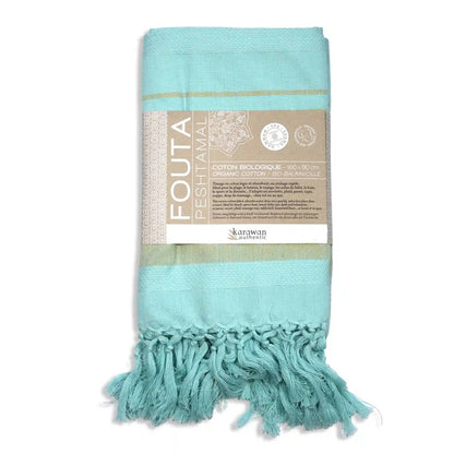 Fouta Dhoti Garden, turkuaz, 90 x 160 cm, Bio-Baumwolle