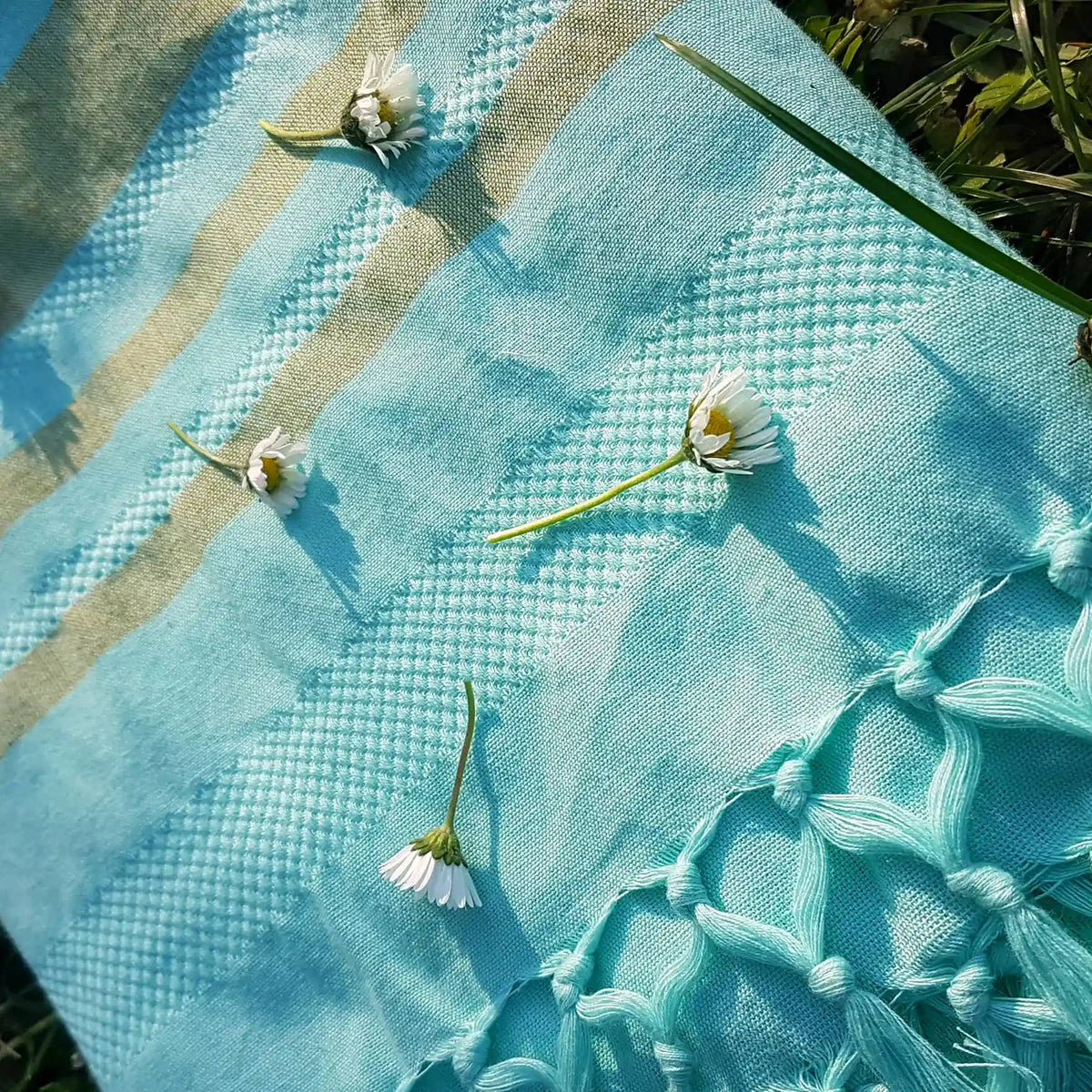 Fouta Dhoti Garden, turkuaz, 90 x 160 cm, Bio-Baumwolle