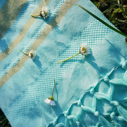 Fouta Dhoti Garden, turkuaz, 90 x 160 cm, Bio-Baumwolle