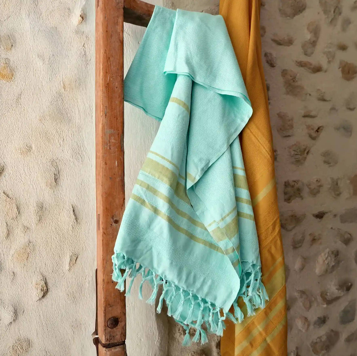 Fouta Dhoti Garden, turkuaz, 90 x 160 cm, Bio-Baumwolle