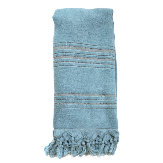 Fouta Dolce Peshtamal aus Bio-Baumwolle, aigue-marine, 90 x 170 cm