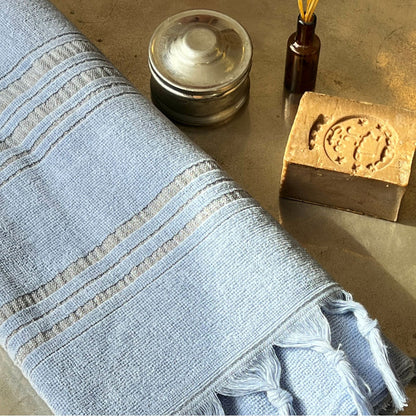 Fouta Dolce Peshtamal, Biobaumwolle, azurine