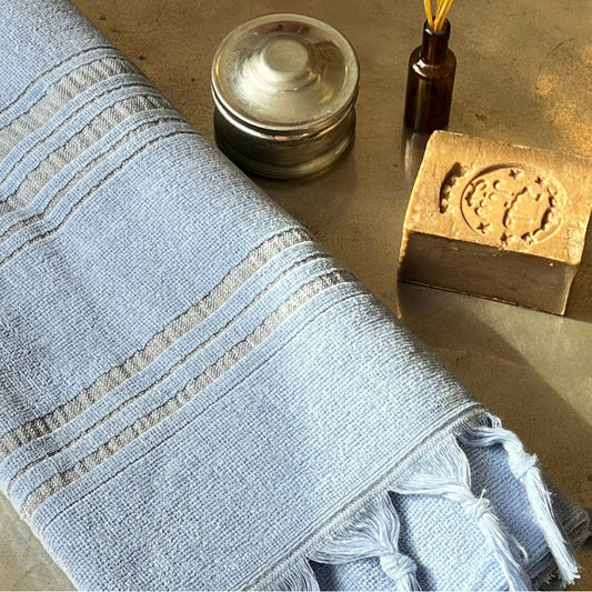 Fouta Dolce Peshtamal, Biobaumwolle, azurine