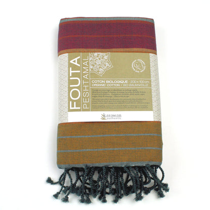 Fouta ebony, arabesk, 100 x 200 cm, Bio-Baumwolle