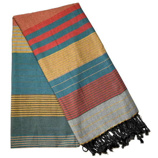 Fouta ebony, redblue, 100 x 200 cm, Bio-Baumwolle
