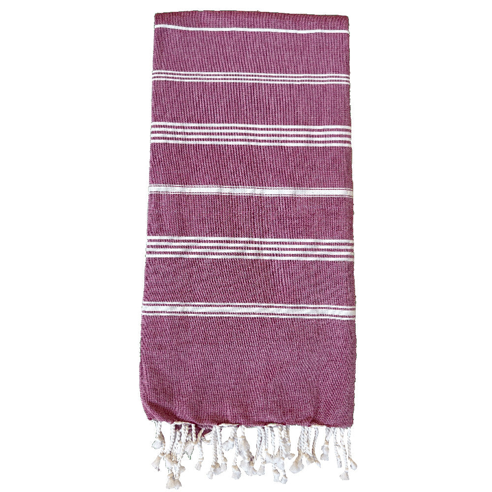 Fouta Hamam, weiß-bordeaux, 100 x 200 cm