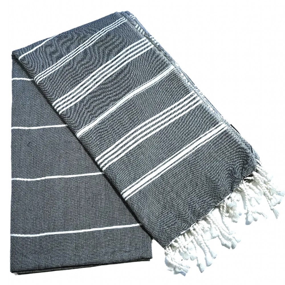 Fouta Hamam, weiß-anthrazit, 100 x 200 cm