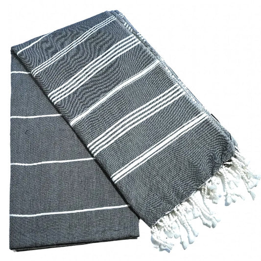 Fouta Hamam, weiß-anthrazit, 100 x 200 cm